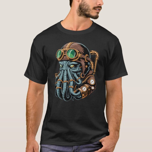 T-shirt monstre steampunk Cthulhu (Devant)