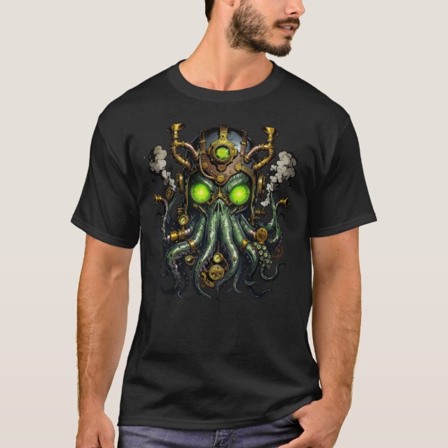 T-shirt monstre Steampunk Cthulhu (Devant)