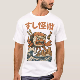 T-shirt Monstre Sushi Kaiju - Art Rétro Japonais