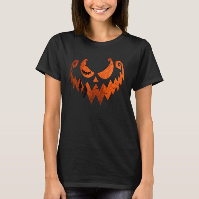 T-shirt Monstre Visage Citrouille Jack-o'-lantern Et Mal F (Devant)