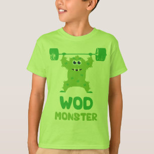 T-shirt Monstre WOD (mignon Monstre de l'arraché Barbell)