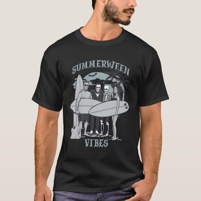 T-shirt Monstres de surf Clic Vibes d'Halloween Graphique (Devant)