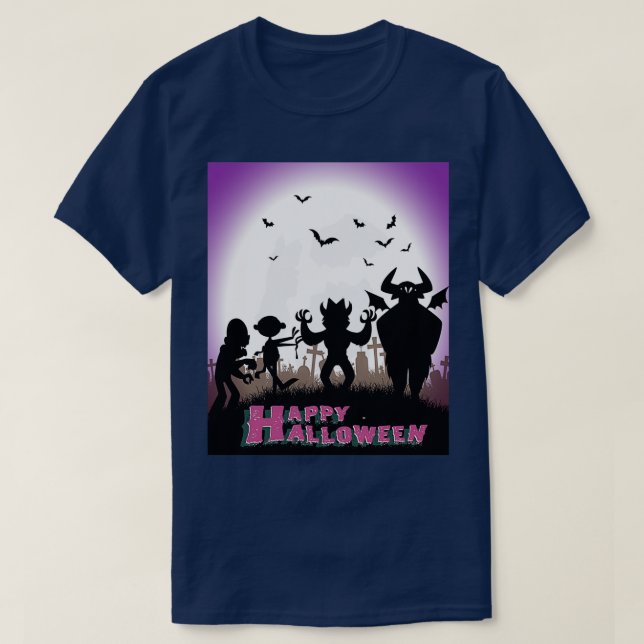 T-SHIRT MONSTRES HEUREUX HALLOWEEN (Design devant)