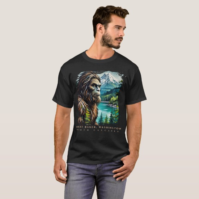 T-shirt Mont Baker Washington Sasquatch Scénique (Devant entier)
