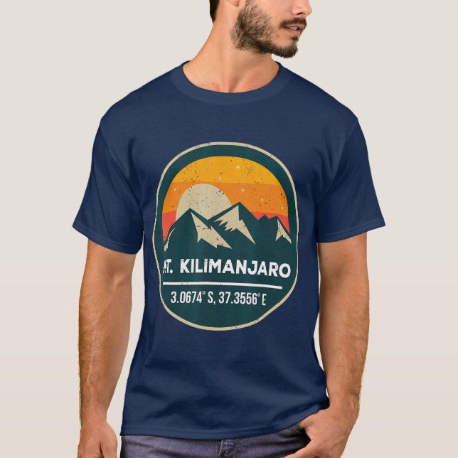 T-shirt Mont Kilimandjaro avec coordonnées GPS (Devant)
