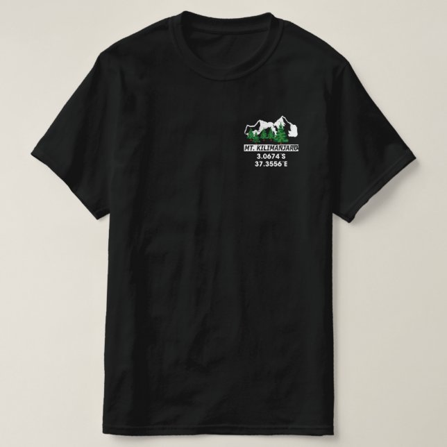 T-shirt Mont Kilimandjaro avec coordonnées GPS (Design devant)