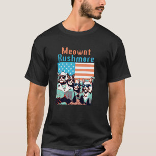T-shirt Mont Rushmore Meowica Chat Patriotique Américain P