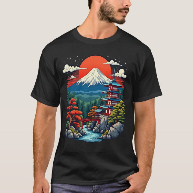 T-shirt Mont Sacré Fuji Minka Art Japonais Tee (Devant)