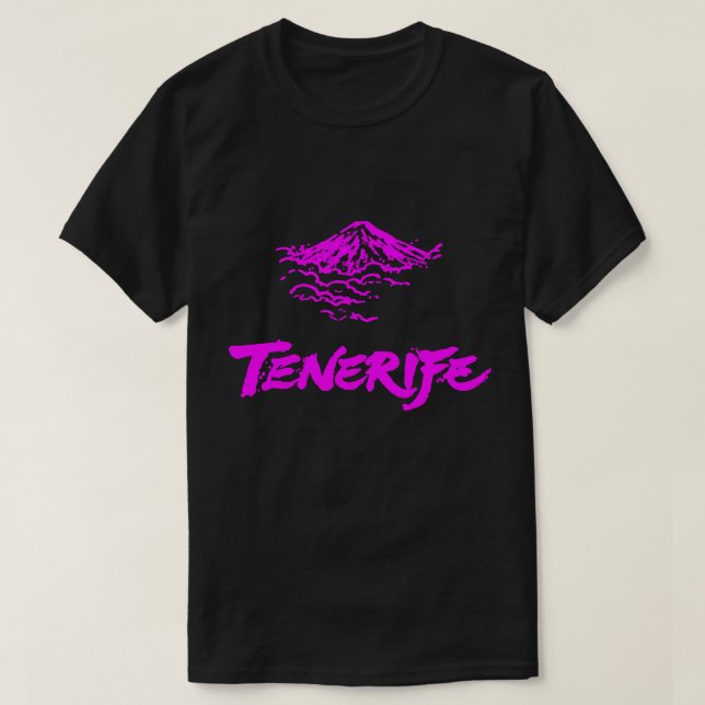 T-shirt Mont Teide Tenerife Volcan Rose Néon  (Design devant)