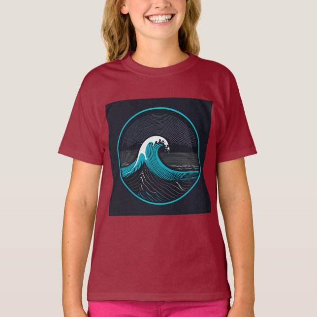 T-shirt Montabeach Minimalist Ocean Wave Logo Design (Devant)