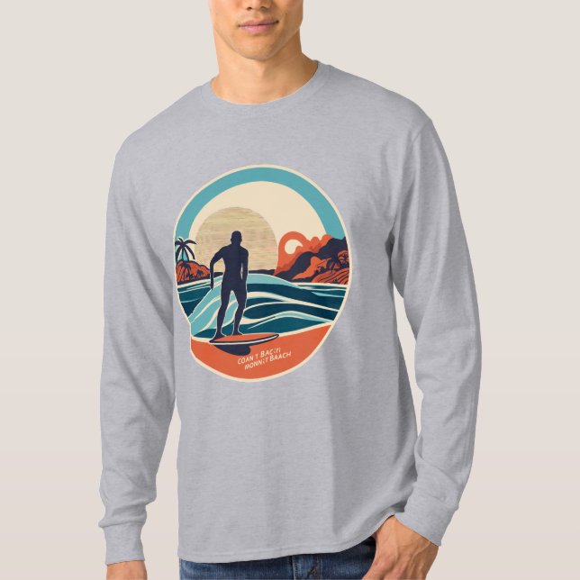 T-shirt Montabeach Minimalist Ocean Wave Surfing Logo (Devant)