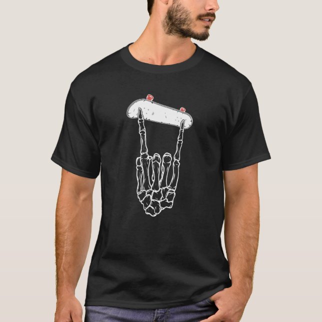 T-shirt Montage Fingerboard Skeleton Hand Rocks Premium (Devant)