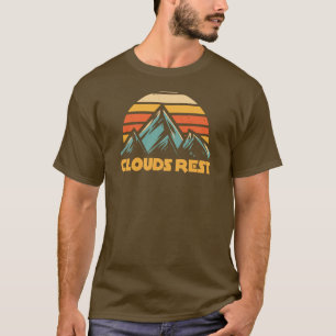 T-shirt Montagne Clouds Rest Yosemite Rétro Turquoise