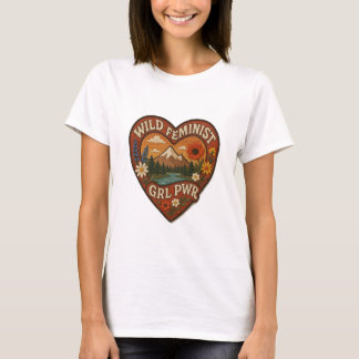 T-shirt Montagne Cœur GRL PWR Féministe Sauvage