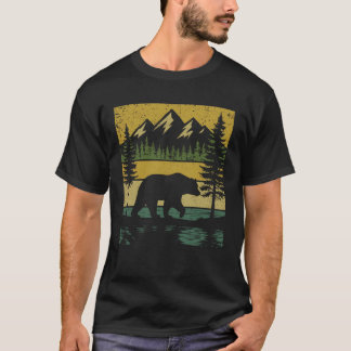 T-shirt Montagne Ours Rétro Randonnée Extérieur Faune