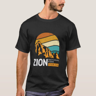 T-shirt Montagne Vintage Rétro Coucher de soleil Parc nati