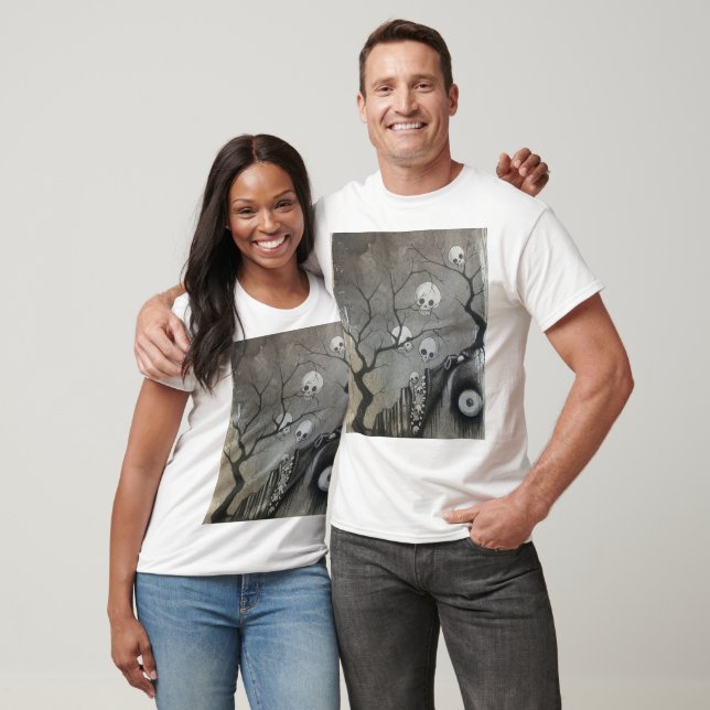 t-shirt montagnes, arbres et crânes (Unisexe)