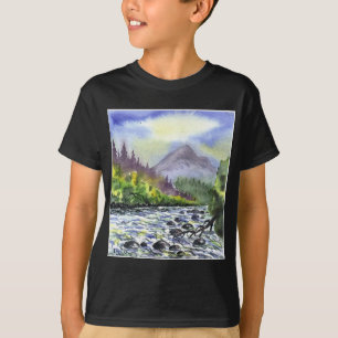 T-shirt Montagnes Ciel Peinture Destinée Nature Artistique