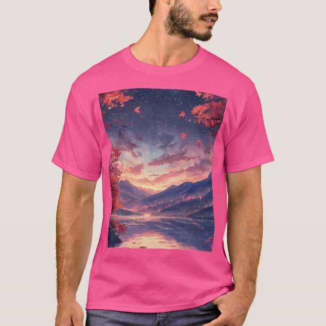 T-shirt Montagnes D'Automne Et Lac (Devant)