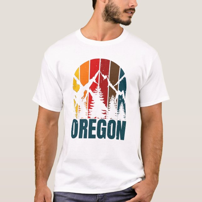 T-shirt Montagnes de l'Oregon Vintage rétro (Devant)