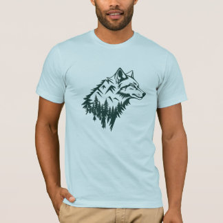 T-shirt montagnes de loup art minimaliste
