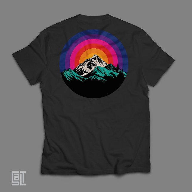 T-shirt Montagnes du coucher de soleil rétro (Créateur téléchargé)