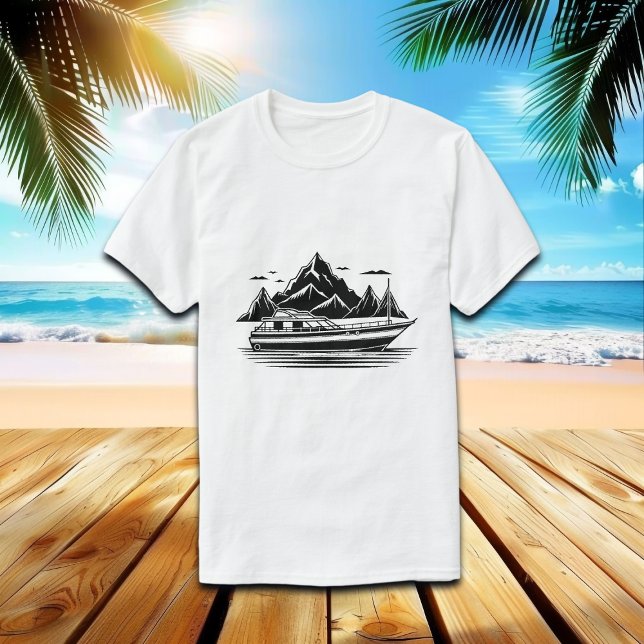 T-shirt Montagnes et bateau  (Créateur téléchargé)