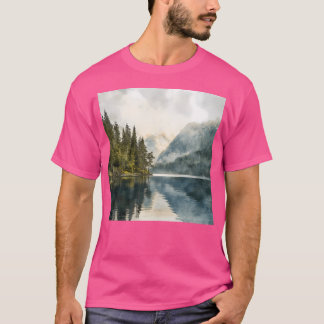 T-shirt Montagnes Et Lac Paysage Montagnes Wall Art Ac