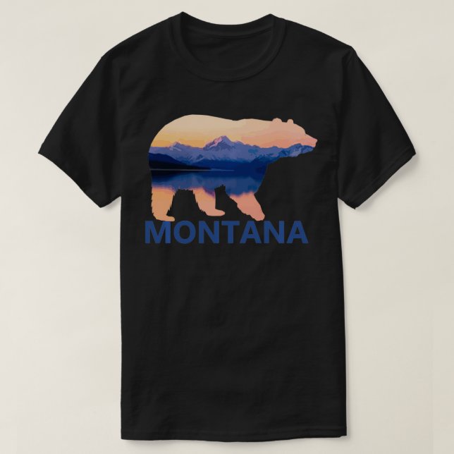 T-shirt Montana Bear Nature Randonnée Camping Capitaux (Design devant)