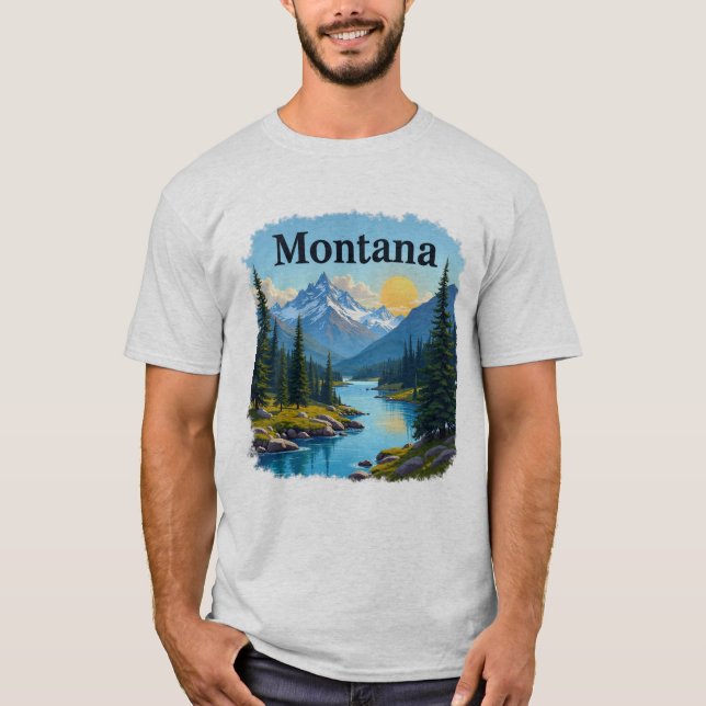 T-shirt Montana Big Sky Mountains River Tee (Devant)