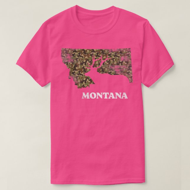 T-shirt Montana Elk Deer Chasse Camouflage Montana Hunter (Design devant)