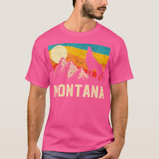 T-shirt Montana Nature Wild Wolf Retro Sunset Randonnée