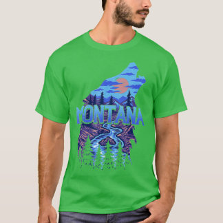 T-shirt Montana Retro Montagne Vintage Outdoor Wolf
