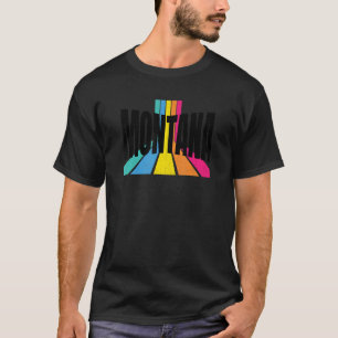 T-shirt Montana Vintage Moderne Rétro Rayures Cool Montana