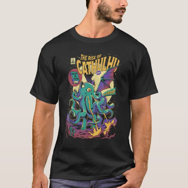 T-shirt Montée De Cathulhu Déplaisant Kitten Cthulhu Hallo (Devant)