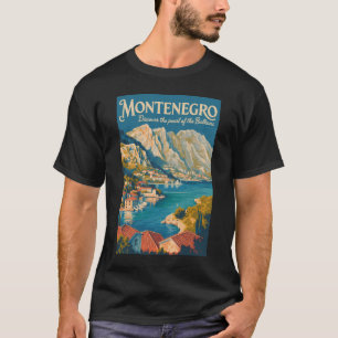 T-shirt Monténégro Balkans Illustration Voyage Art Rétro