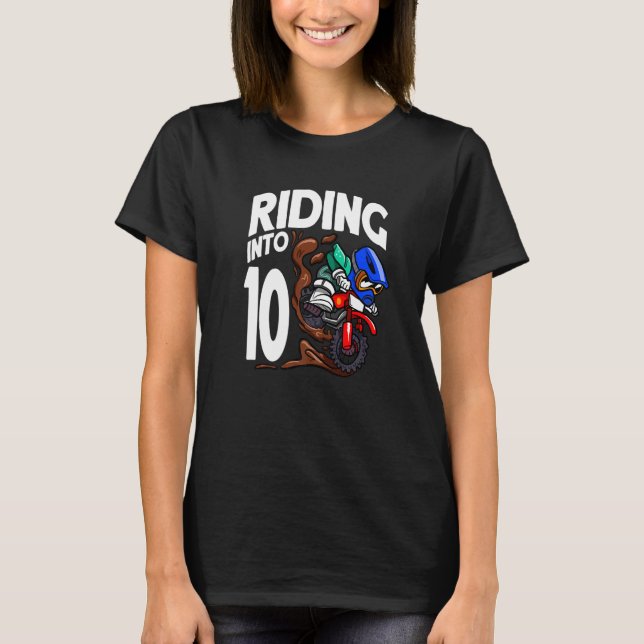 T-shirt Monter Dans 10 Anniversaire Vélo Dirt Boy Motocros (Devant)