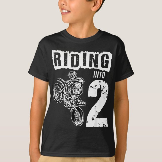 T-shirt Monter Dans 2 Ans 2e Anniversaire Boy Dirt Vélo (Devant)