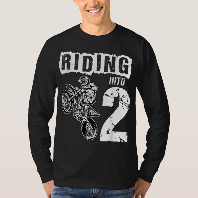 T-shirt Monter Dans 2 Ans 2e Anniversaire Boy Dirt Vélo (Devant)
