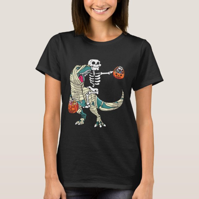 T-shirt Monter Mummy Dinosaur T Rex Halloween Funny Pumpki (Devant)