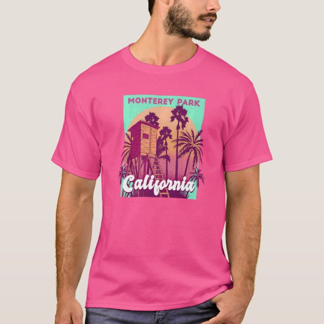 T-shirt Monterey Park California palmier beach retro vin (Devant)