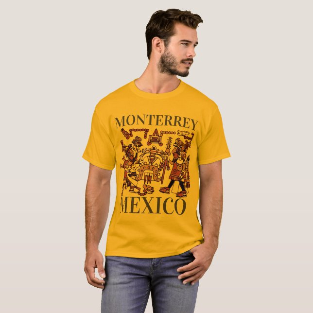 T-shirt Monterrey Mexico Aztec Design, hommes (Devant entier)