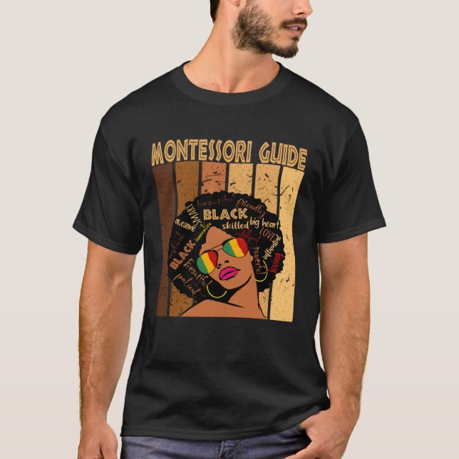 T-shirt Montessori Guide Afro African American Black Histo (Devant)