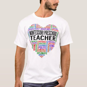 T-shirt Montessori Préscolaire Enseignant Coeur