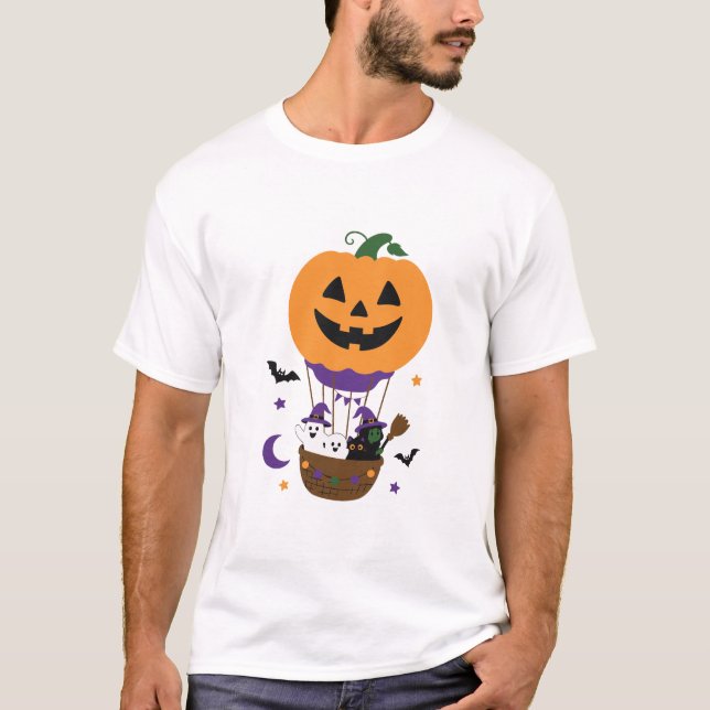 T-shirt Montgolfière Citrouille d'Halloween (Devant)