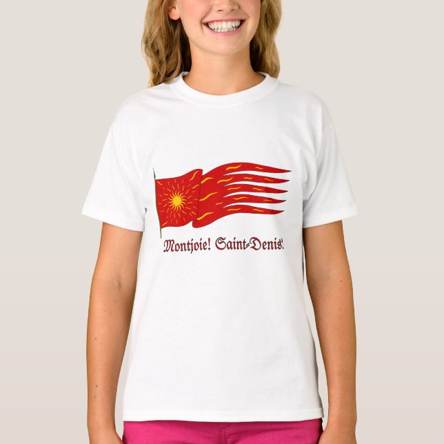 T-shirt Montjoie! Saint-Denis! Red Oriflamme with Sun (Devant)