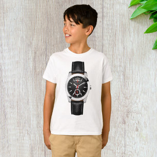T-shirt Montre Chronographe Noire de luxe Timepiece élégan