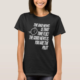 T-shirt Montre de pilote graphique à horloge motivationnel