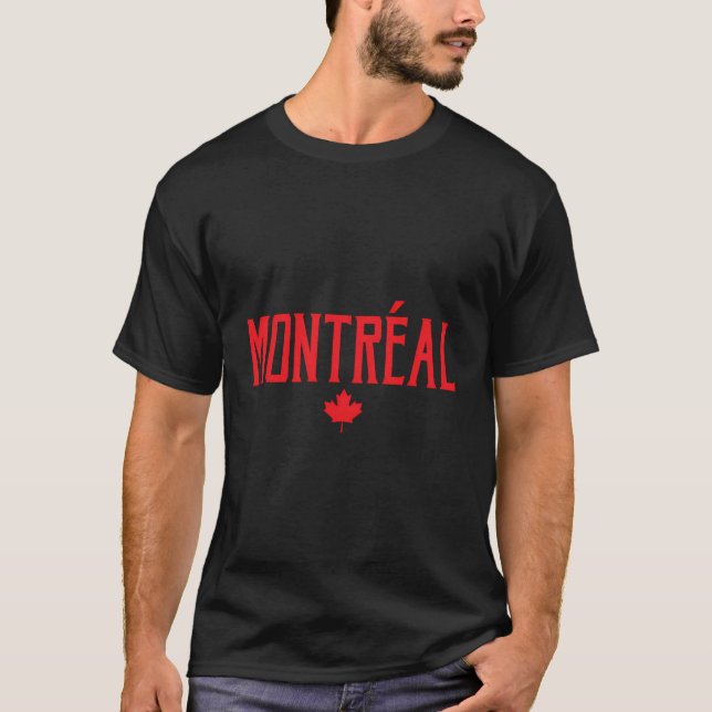 T-shirt Montréal Canada Feuille d'érable Texte rouge Vinta (Devant)