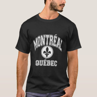 T-shirt Montréal Québec Fleur De Lys Varsity Blue Avec Whi